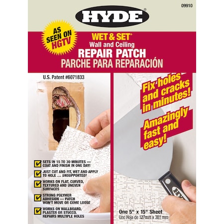 Hyde Hyde 15 in. L X 5 in. W Composite White Wet & Set Wall and Ceiling Repair Patch 09910